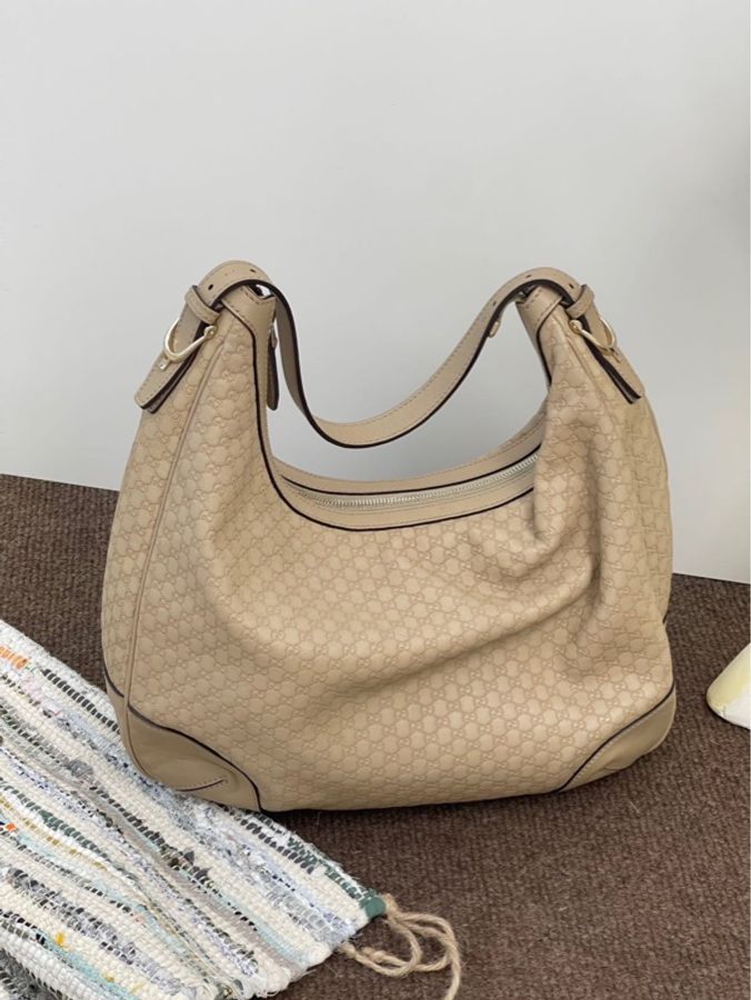 gucci 古馳 hobo單肩老花奶茶色-1