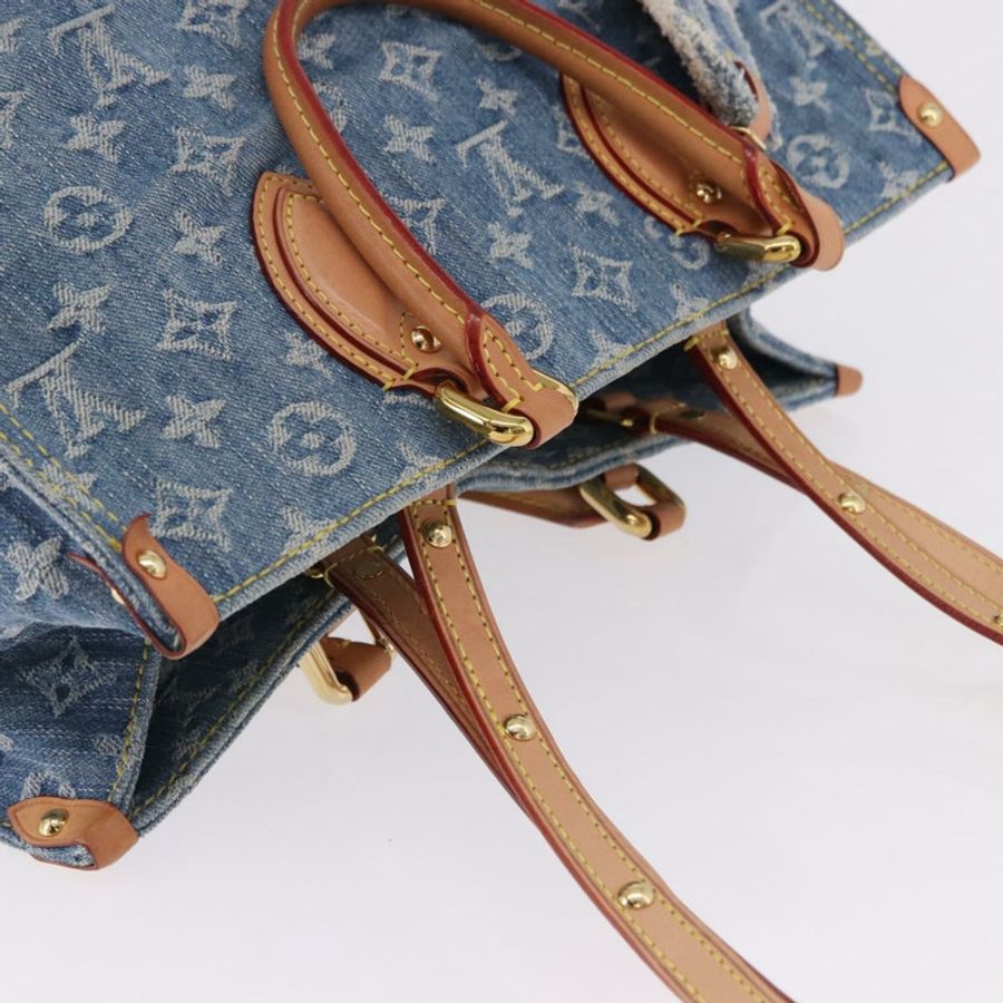 【日本直送】路易威登 Monogram Denim On The Go MM 手提包 藍色 M46871 LV 正品 192928SAM-5