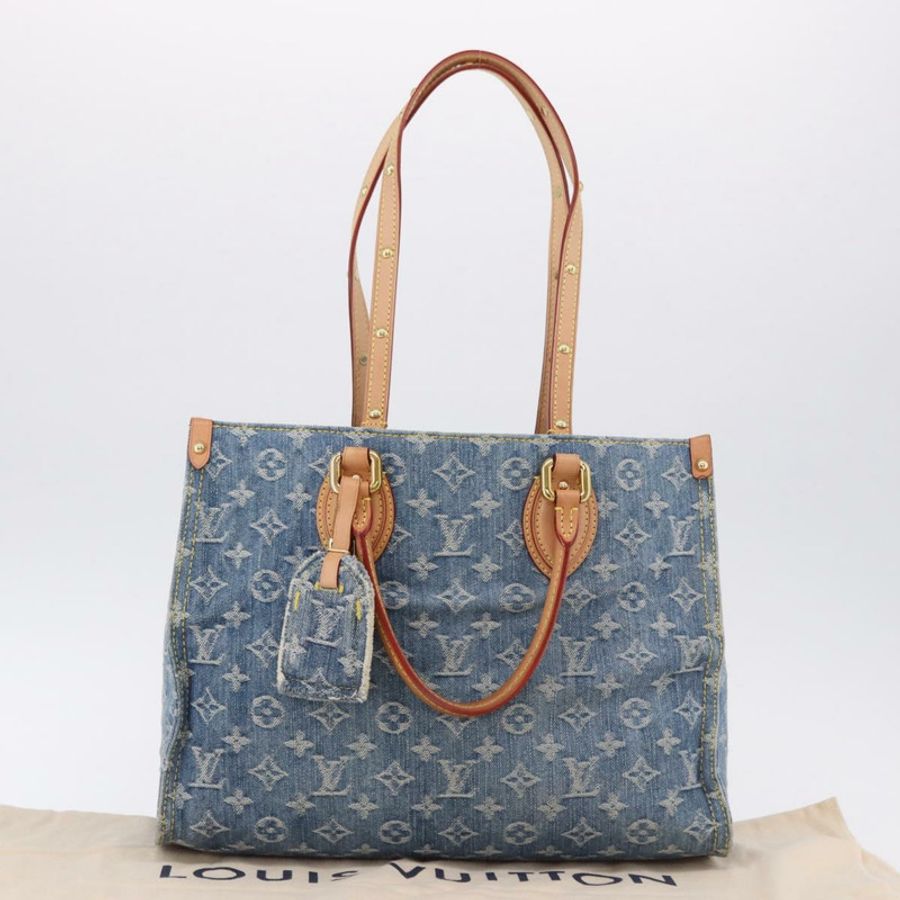 【日本直送】路易威登 Monogram Denim On The Go MM 手提包 藍色 M46871 LV 正品 192928SAM-11