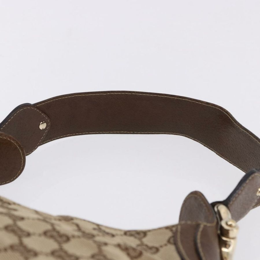 【日本直送】GUCCI GG帆布馬銜扣單肩包 米色 金色 145826 正品 192271V-13