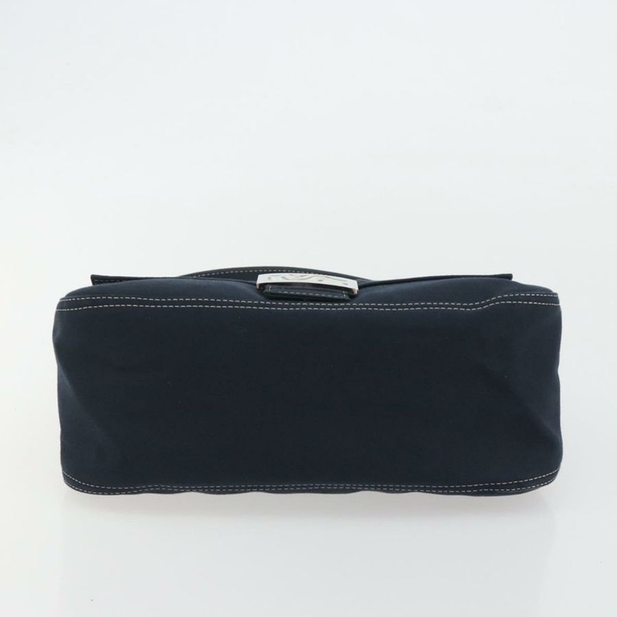 【日本直送】FENDI Mamma Baguette 肩背包 帆布 海軍藍 銀色 正品 192731SV-4