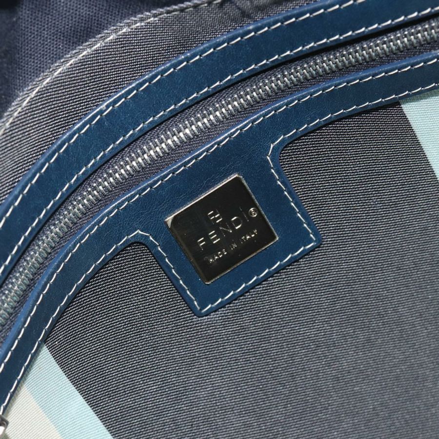 【日本直送】FENDI Mamma Baguette 肩背包 帆布 海軍藍 銀色 正品 192731SV-20