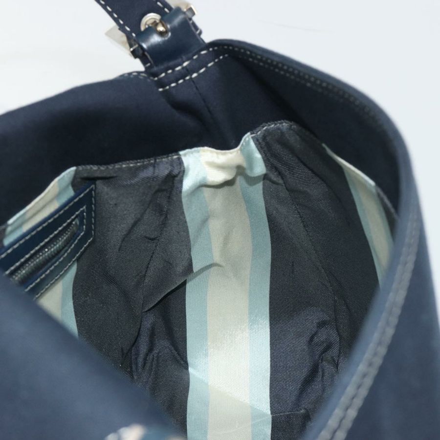 【日本直送】FENDI Mamma Baguette 肩背包 帆布 海軍藍 銀色 正品 192731SV-21