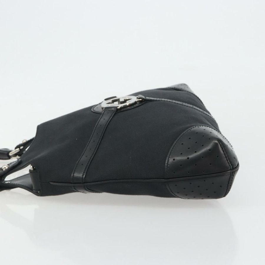 【日本直送】GUCCI 雙G互扣手提包 帆布 黑銀色 114875 正品 192188V-3