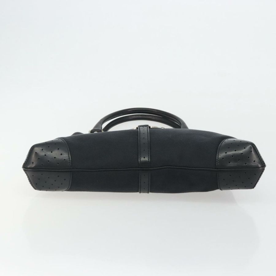 【日本直送】GUCCI 雙G互扣手提包 帆布 黑銀色 114875 正品 192188V-4