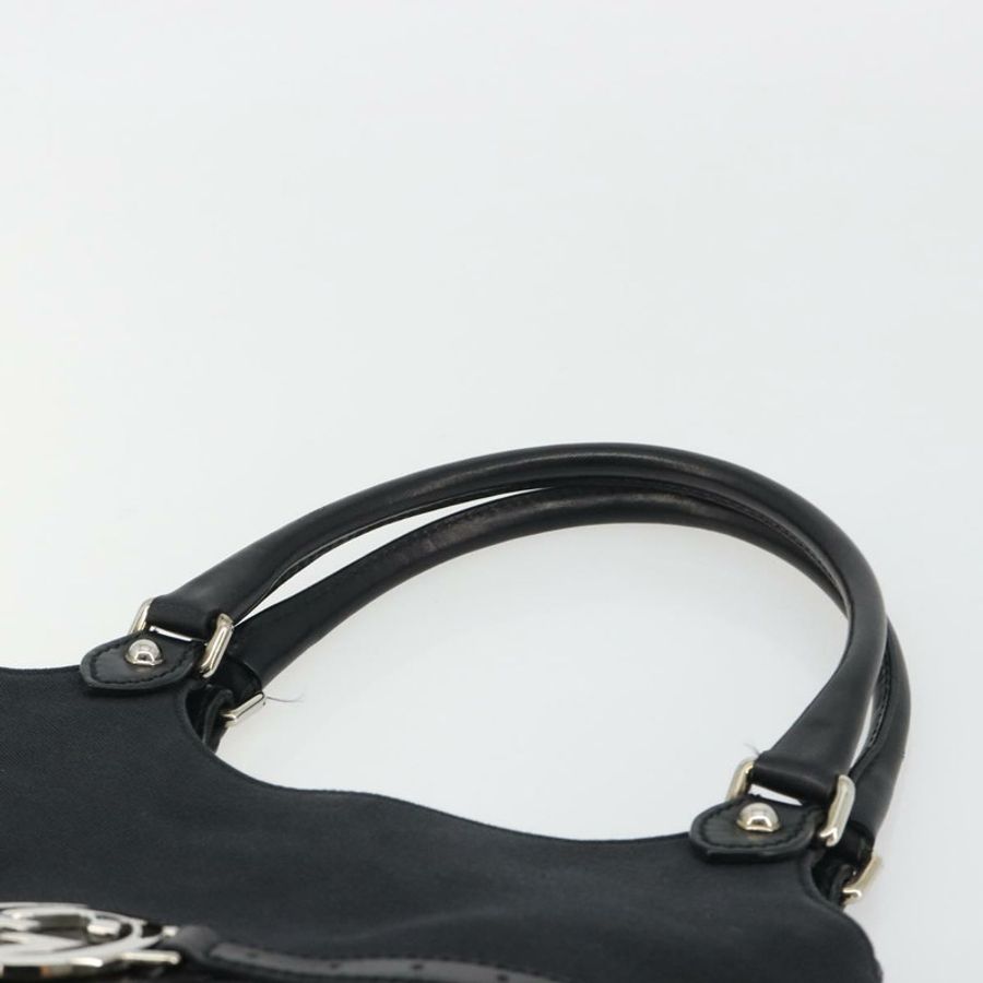 【日本直送】GUCCI 雙G互扣手提包 帆布 黑銀色 114875 正品 192188V-7