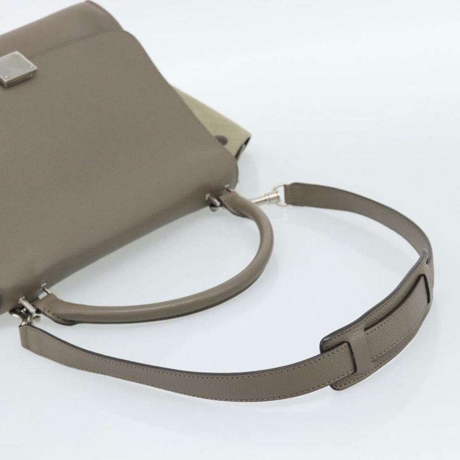 【日本直送】CELINE Trapeze 手提包 皮革 2way 灰色銀色 正品 192250V-7