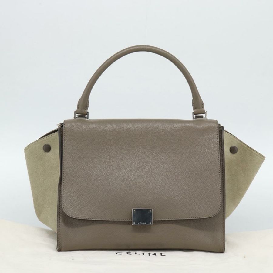 【日本直送】CELINE Trapeze 手提包 皮革 2way 灰色銀色 正品 192250V-11