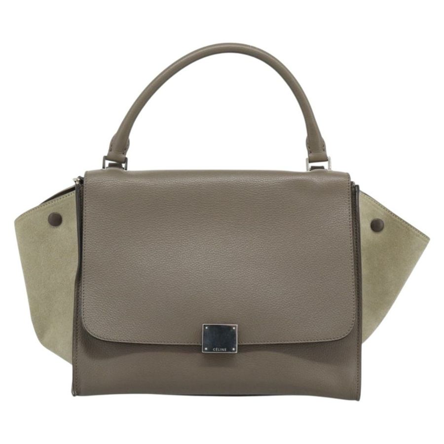 【日本直送】CELINE Trapeze 手提包 皮革 2way 灰色銀色 正品 192250V-12
