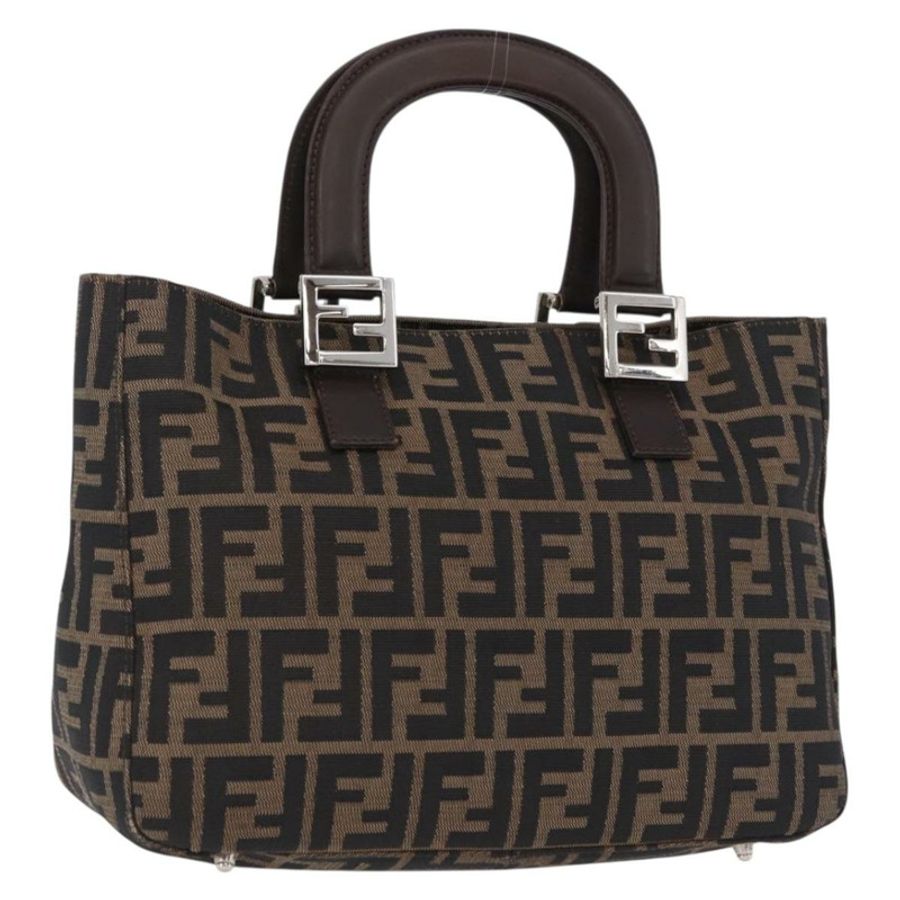 【日本直送】FENDI Zucca帆布手提包 棕色 銀色 正品 192690A-0