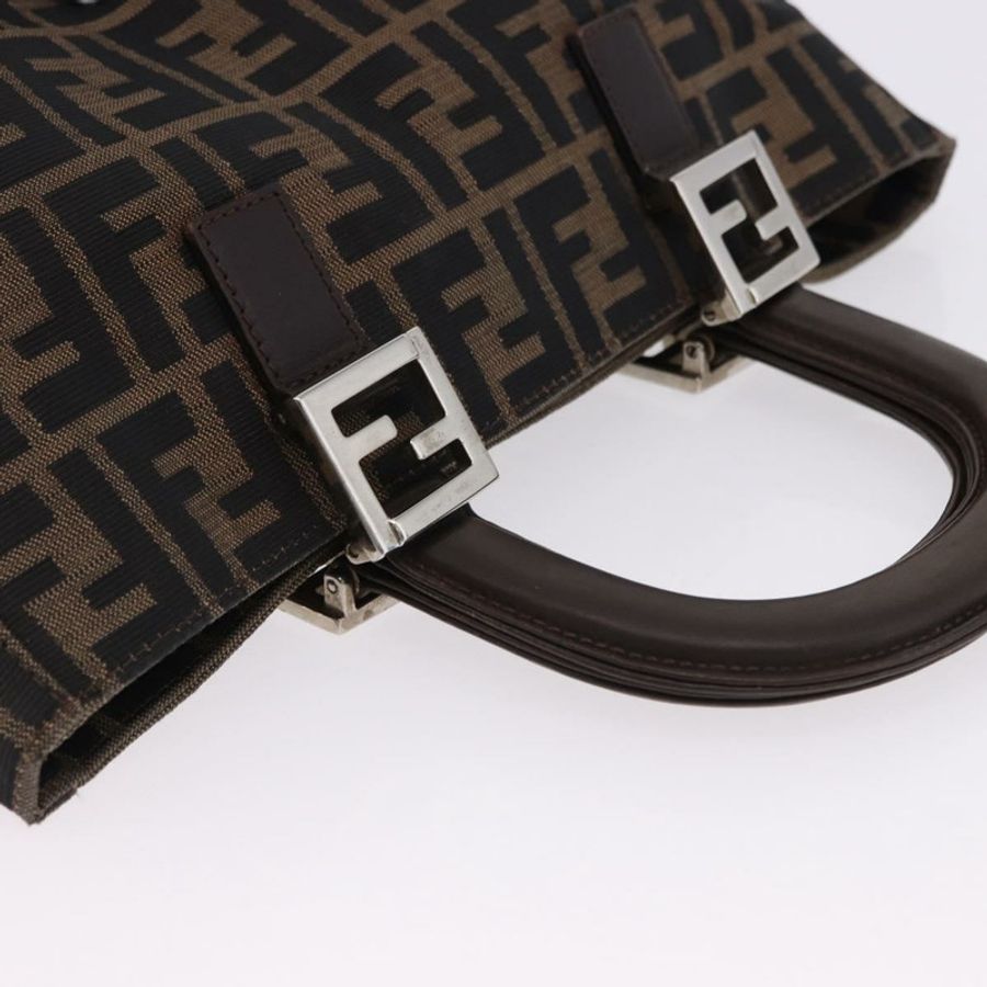 【日本直送】FENDI Zucca帆布手提包 棕色 銀色 正品 192690A-5