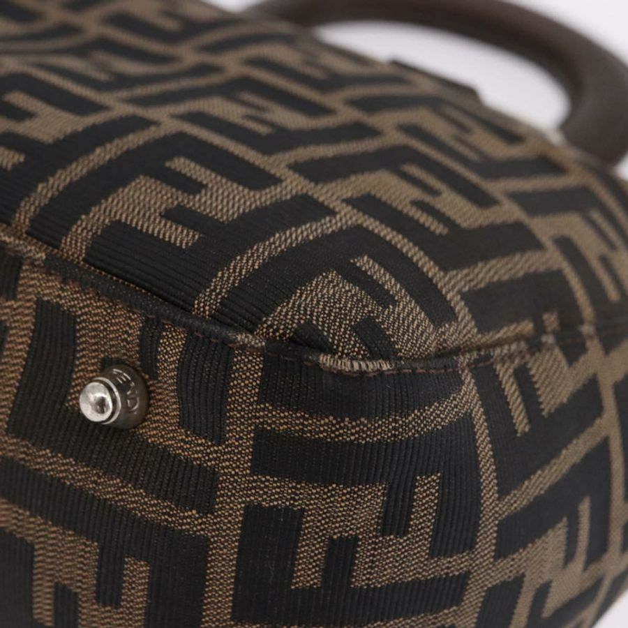 【日本直送】FENDI Zucca帆布手提包 棕色 銀色 正品 192690A-13