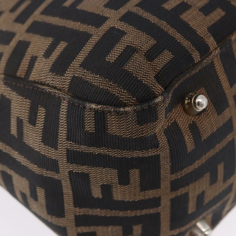 【日本直送】FENDI Zucca帆布手提包 棕色 銀色 正品 192690A-14
