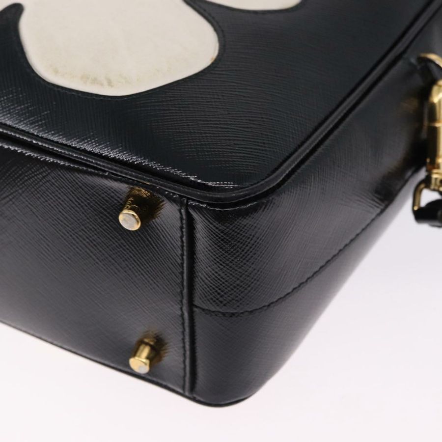 【日本直送】PRADA 手提包 Saffiano 皮革 2way 黑色 金色飾品 Auth 192692A-15