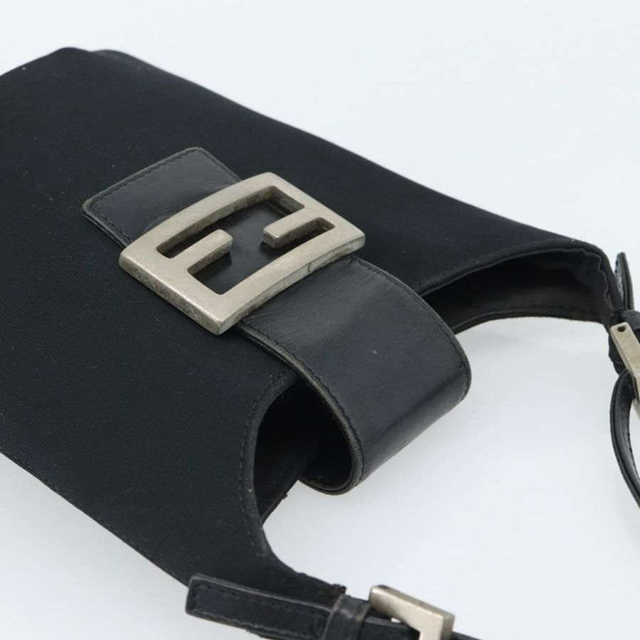 【日本直送】FENDI Mamma Baguette 手袋 棉質 黑色 銀色 正品 192758A-5