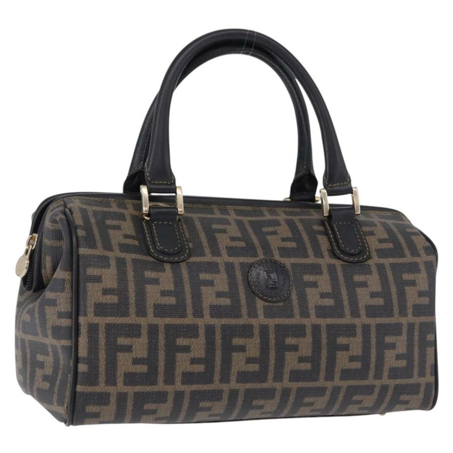 【日本直送】FENDI Zucca 波士頓包 PVC 皮革 棕色 金色色調 正品 192807A-0