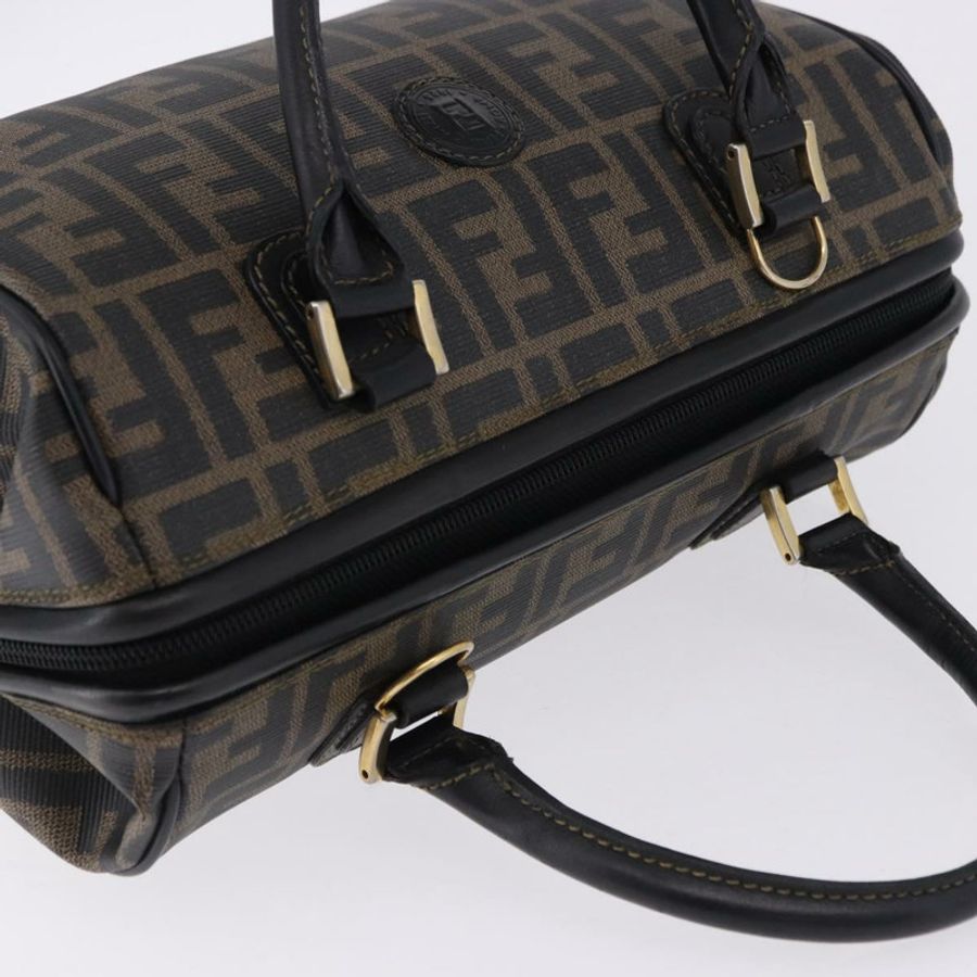 【日本直送】FENDI Zucca 波士頓包 PVC 皮革 棕色 金色色調 正品 192807A-5