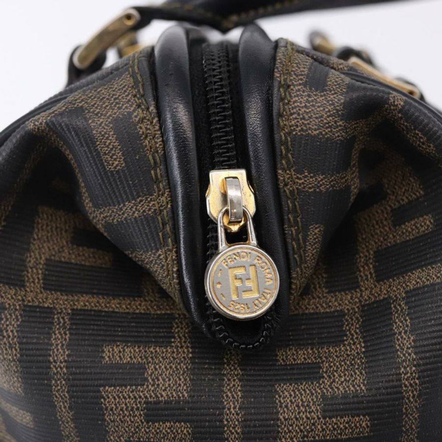 【日本直送】FENDI Zucca 波士頓包 PVC 皮革 棕色 金色色調 正品 192807A-9