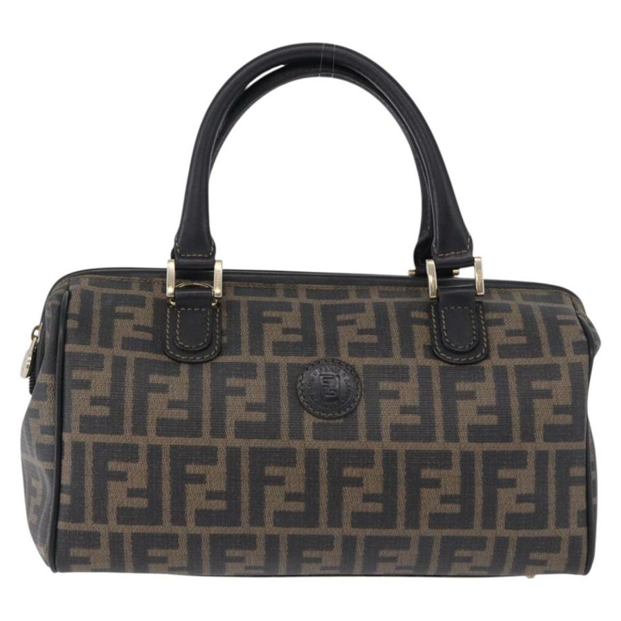 【日本直送】FENDI Zucca 波士頓包 PVC 皮革 棕色 金色色調 正品 192807A-12