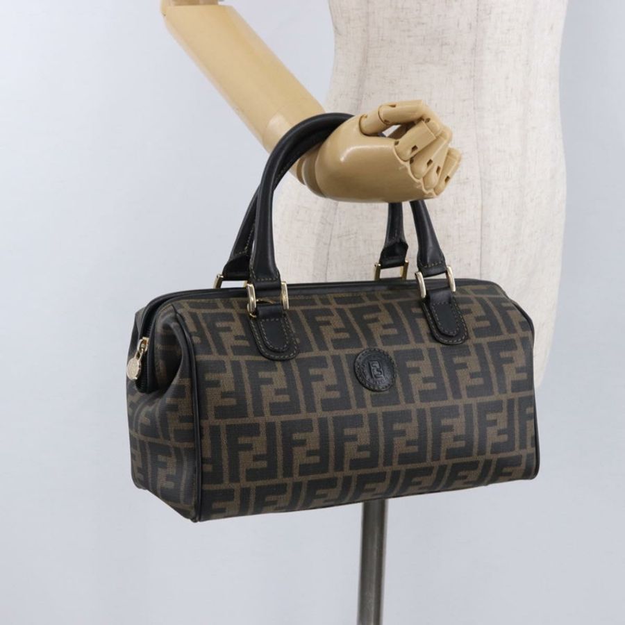 【日本直送】FENDI Zucca 波士頓包 PVC 皮革 棕色 金色色調 正品 192807A-22