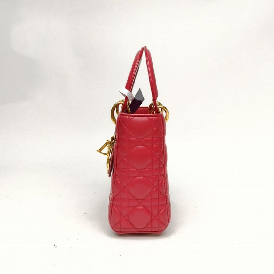 DIOR Lady戴妃包四格紅色羊皮革金扣2017肩背包-1