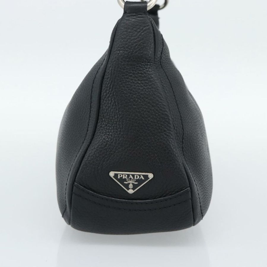 【日本直送】PRADA 手提包 皮革 黑色 銀色 正品 191866V-2