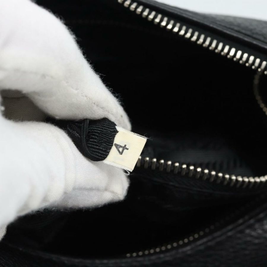【日本直送】PRADA 手提包 皮革 黑色 銀色 正品 191866V-10