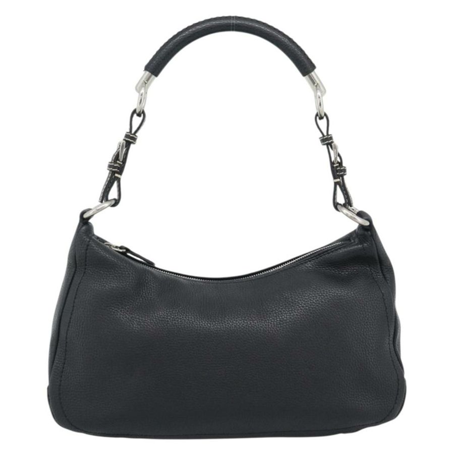 【日本直送】PRADA 手提包 皮革 黑色 銀色 正品 191866V-12