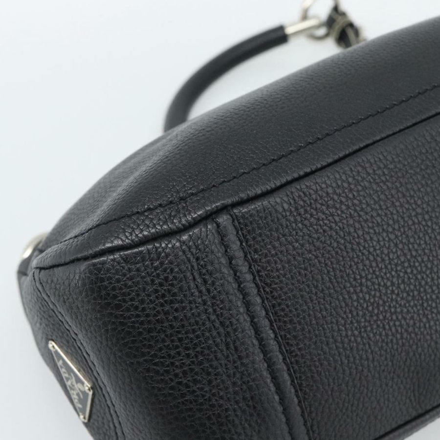 【日本直送】PRADA 手提包 皮革 黑色 銀色 正品 191866V-13