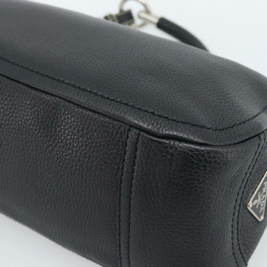 【日本直送】PRADA 手提包 皮革 黑色 銀色 正品 191866V-14