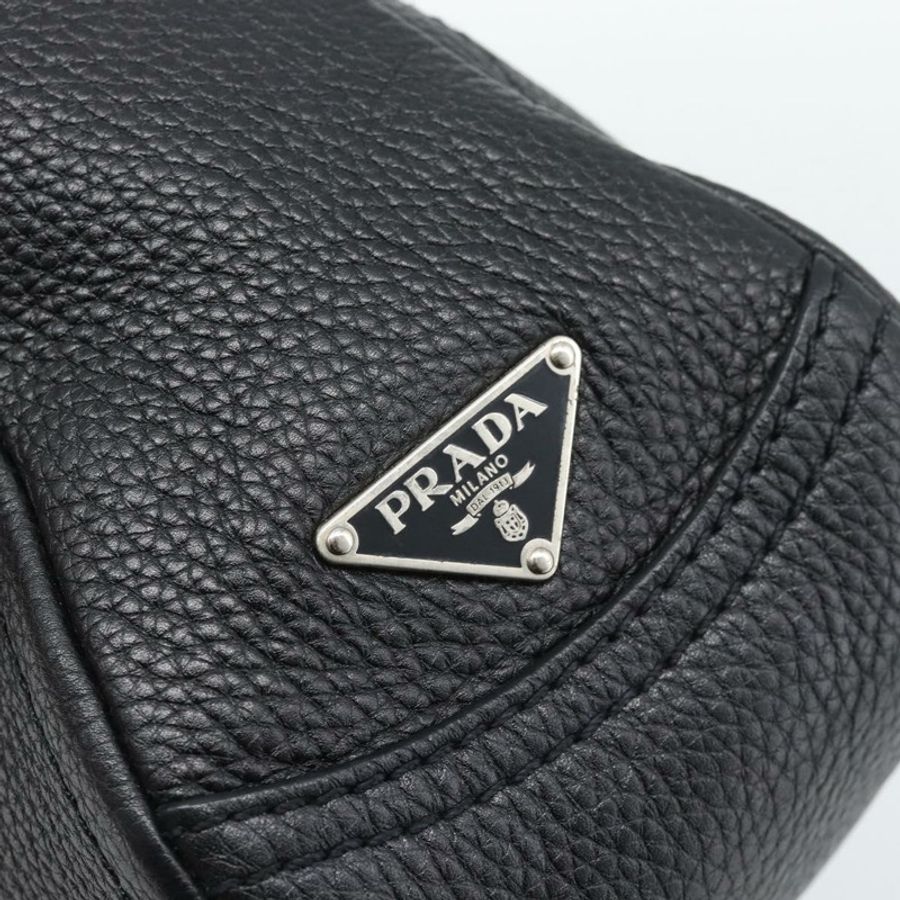 【日本直送】PRADA 手提包 皮革 黑色 銀色 正品 191866V-16