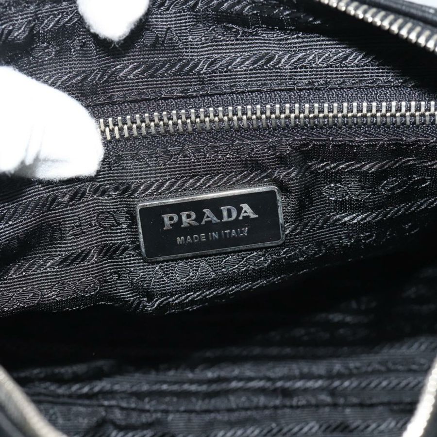 【日本直送】PRADA 手提包 皮革 黑色 銀色 正品 191866V-18