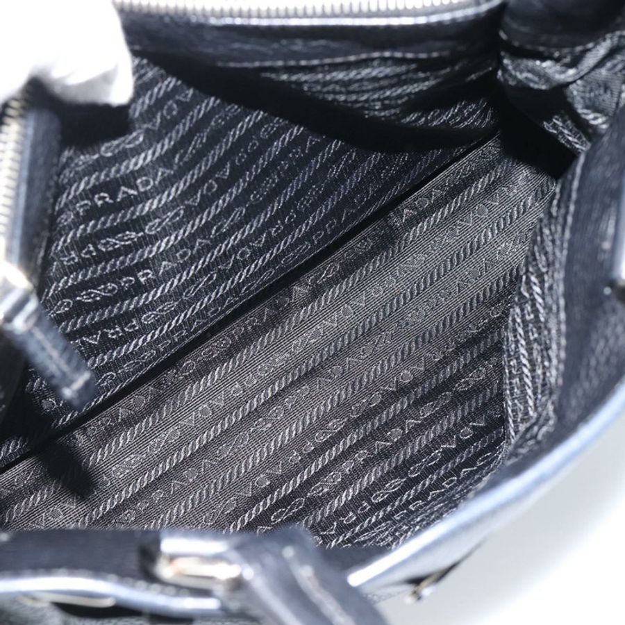【日本直送】PRADA 托特包 Vittero Dino 皮革 黑色 銀色 正品 192267SAM-25