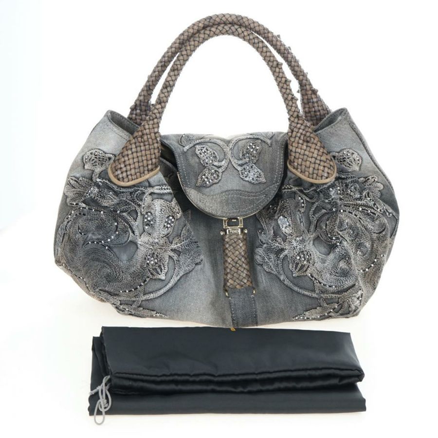 【日本直送】FENDI 肩背包 牛仔灰 金色 正品 191869SAV-23