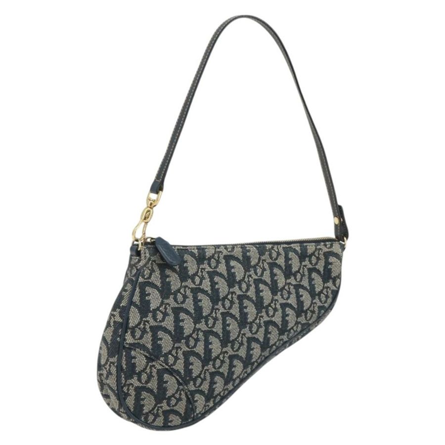 【日本直送】Christian Dior Trotter帆布馬鞍包 海軍藍 金色 正品 191838V-0