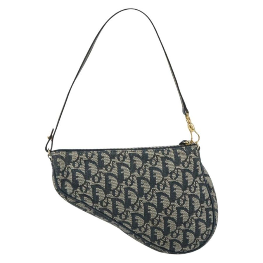【日本直送】Christian Dior Trotter帆布馬鞍包 海軍藍 金色 正品 191838V-2