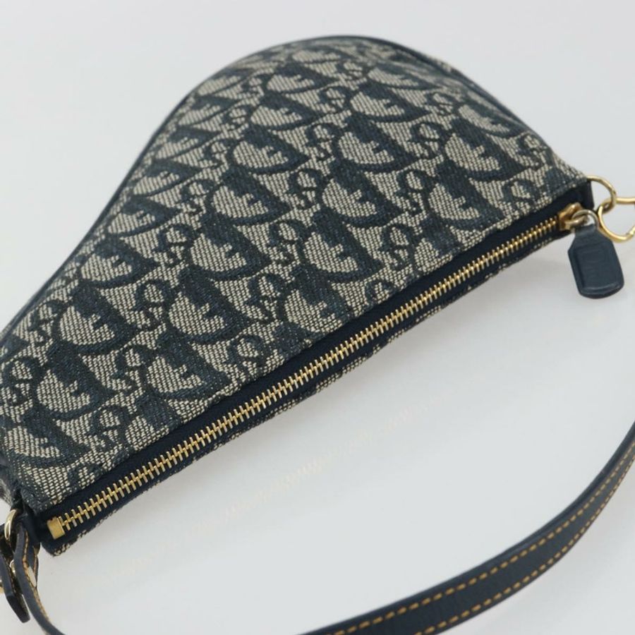 【日本直送】Christian Dior Trotter帆布馬鞍包 海軍藍 金色 正品 191838V-5