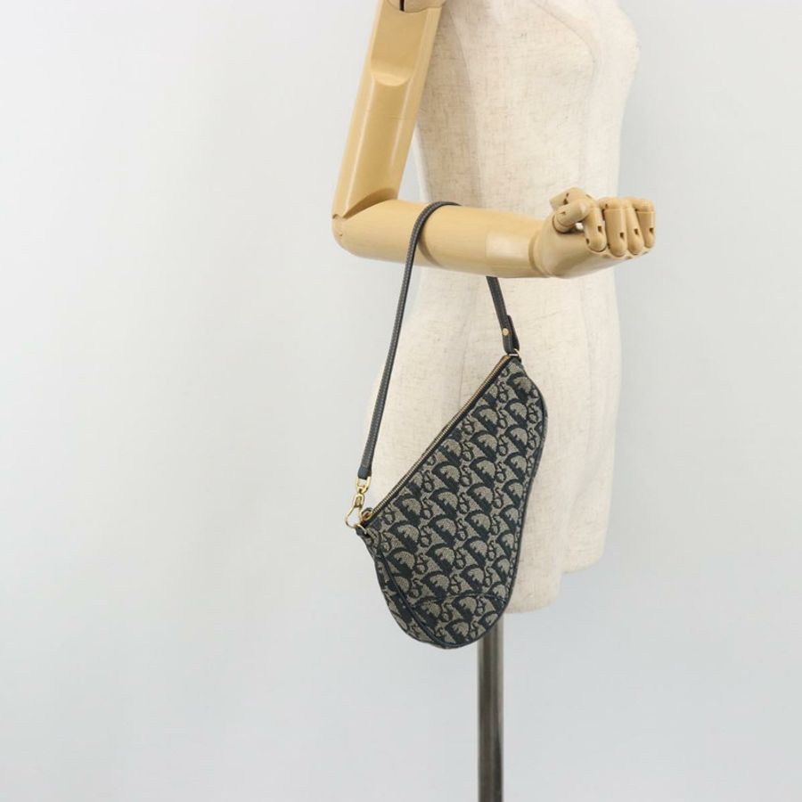 【日本直送】Christian Dior Trotter帆布馬鞍包 海軍藍 金色 正品 191838V-20