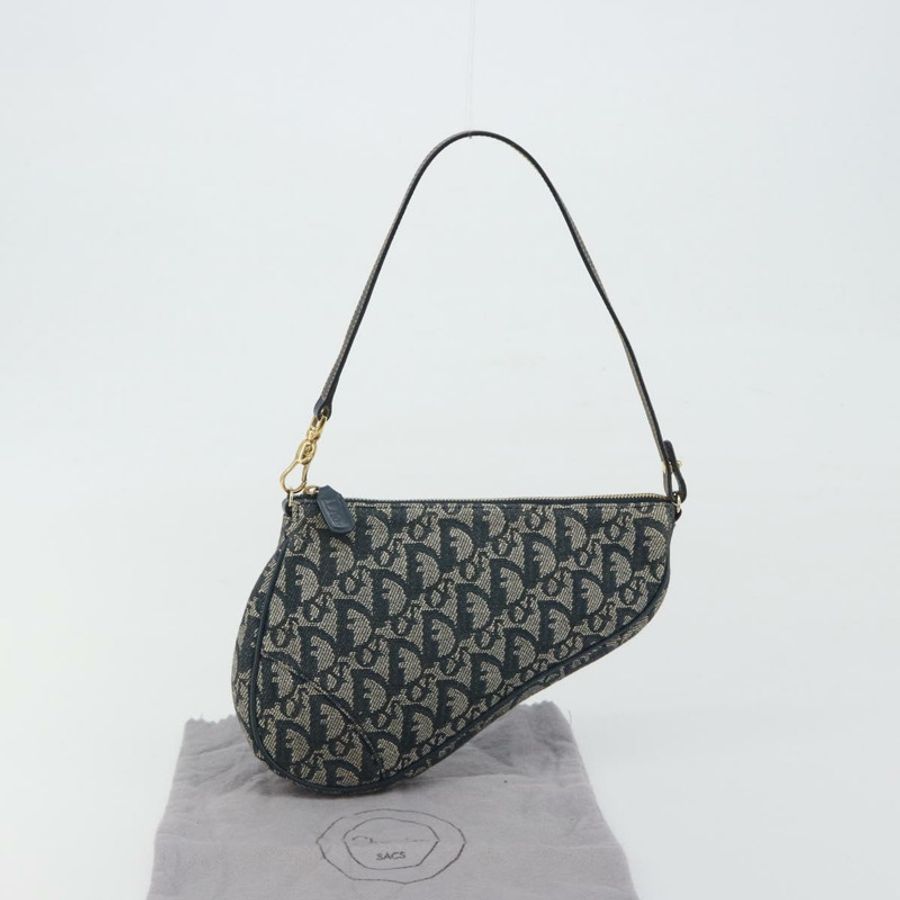 【日本直送】Christian Dior Trotter帆布馬鞍包 海軍藍 金色 正品 191838V-21