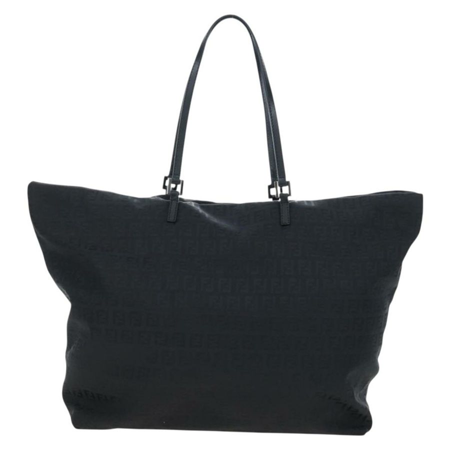 【日本直送】FENDI Zucchino帆布手提包 黑色 銀色 正品 am12126V-1