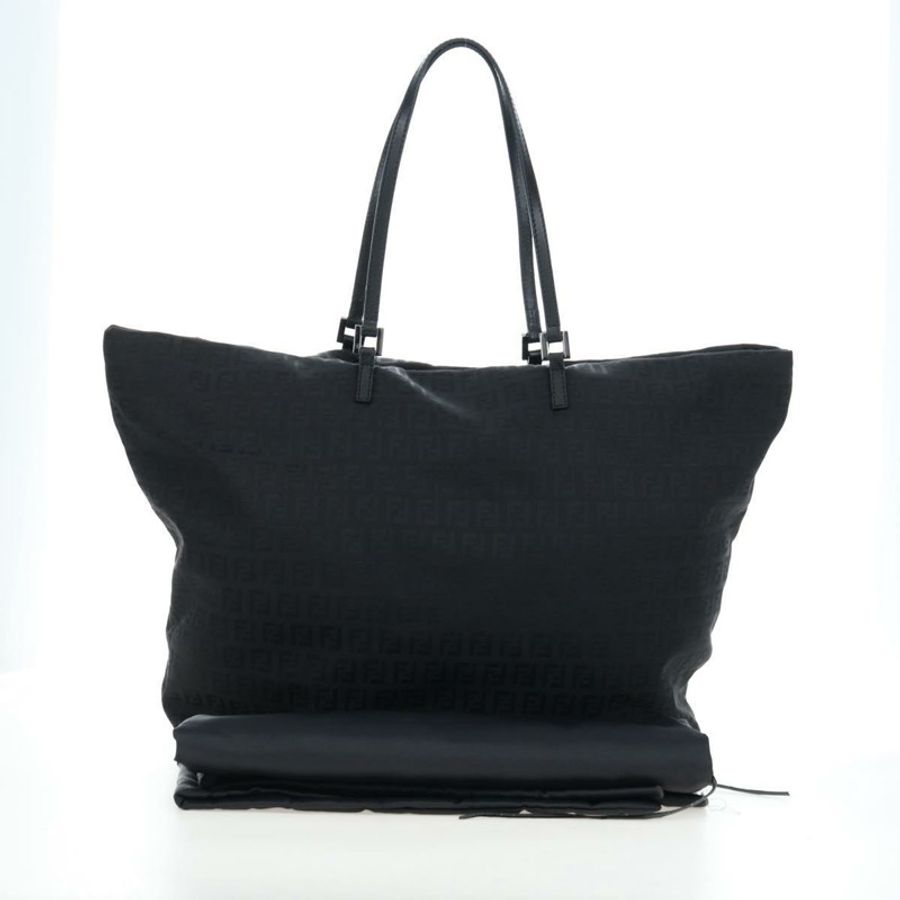 【日本直送】FENDI Zucchino帆布手提包 黑色 銀色 正品 am12126V-23