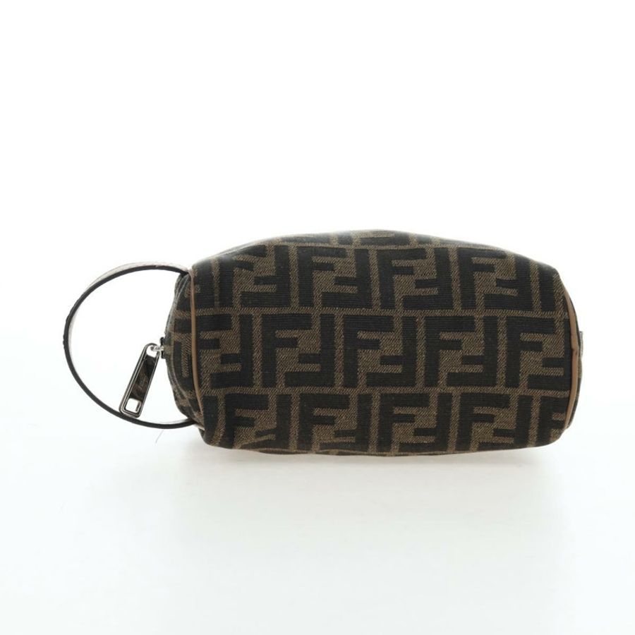 【日本直送】FENDI Zucca帆布手拿包 黑色棕色 正品 am12138V-8