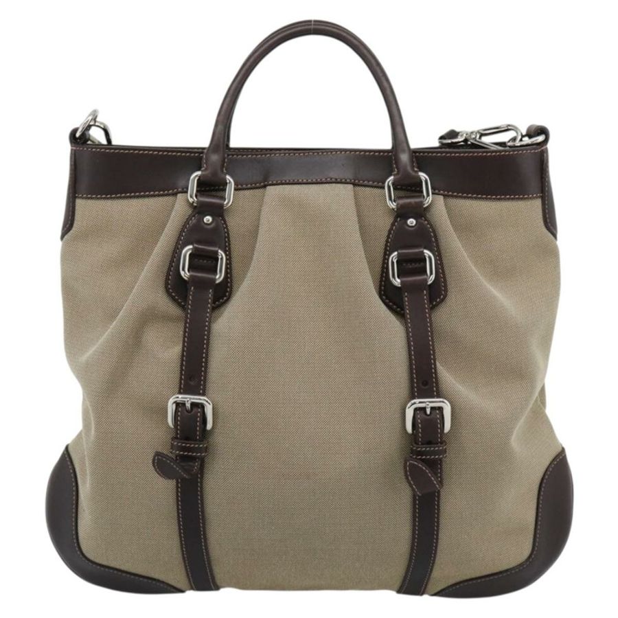 【日本直送】PRADA 手袋 帆布皮革 兩用 米色 銀色 正品 193073V-2
