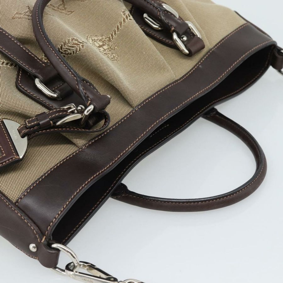 【日本直送】PRADA 手袋 帆布皮革 兩用 米色 銀色 正品 193073V-5