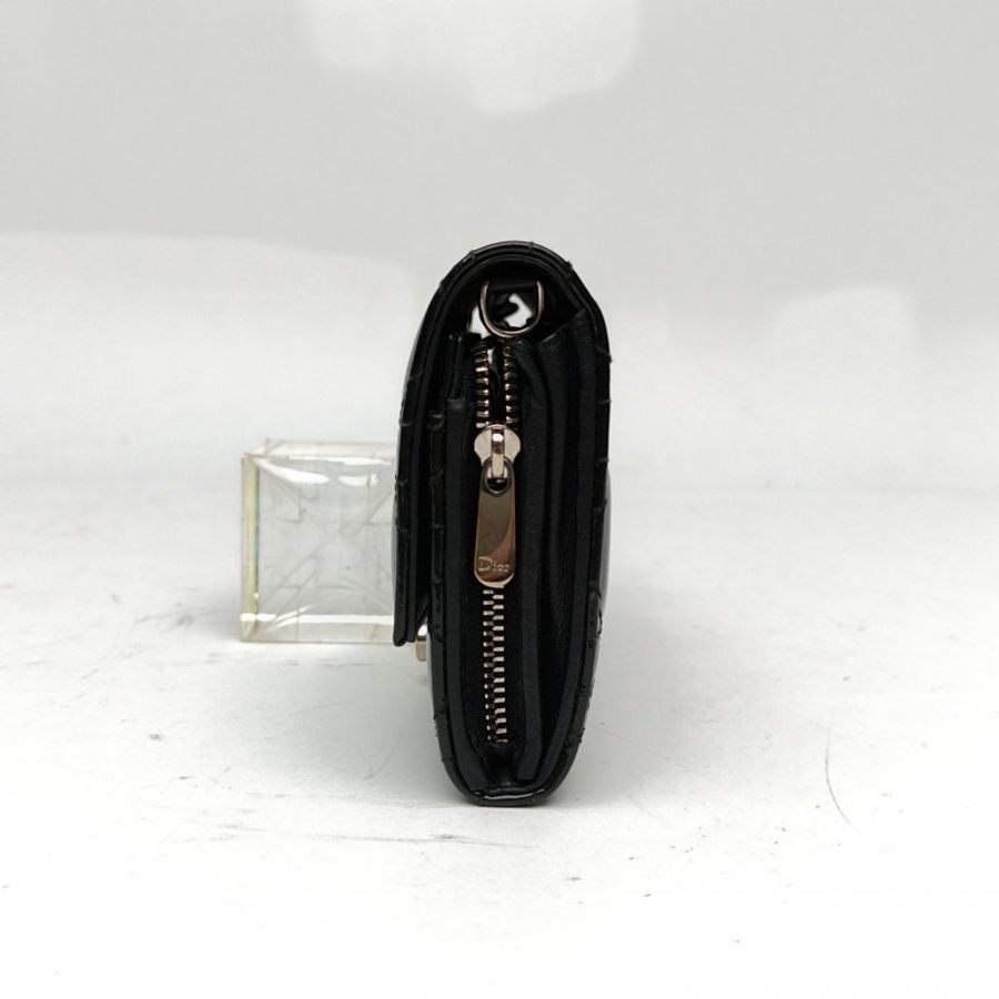 DIOR MissDior短鏈條手拿包黑色漆皮銀扣肩背包-1