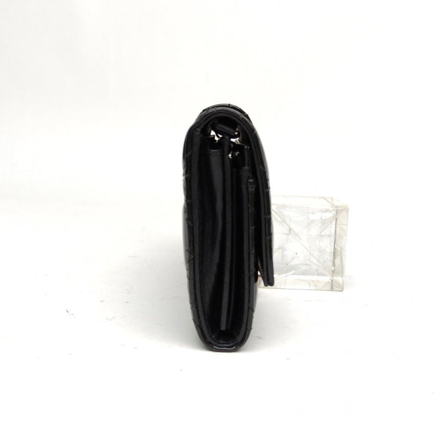 DIOR MissDior短鏈條手拿包黑色漆皮銀扣肩背包-3