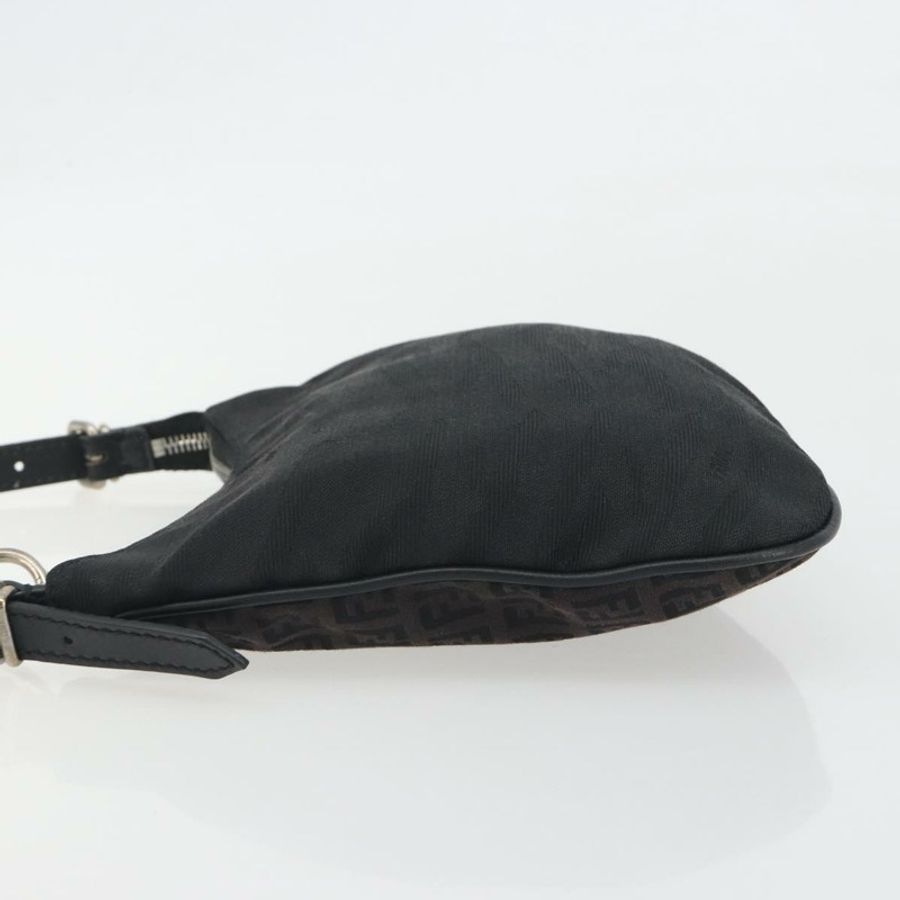 【日本直送】FENDI Zucchino帆布單肩包,深棕色/銀色,正品編號193139V-4