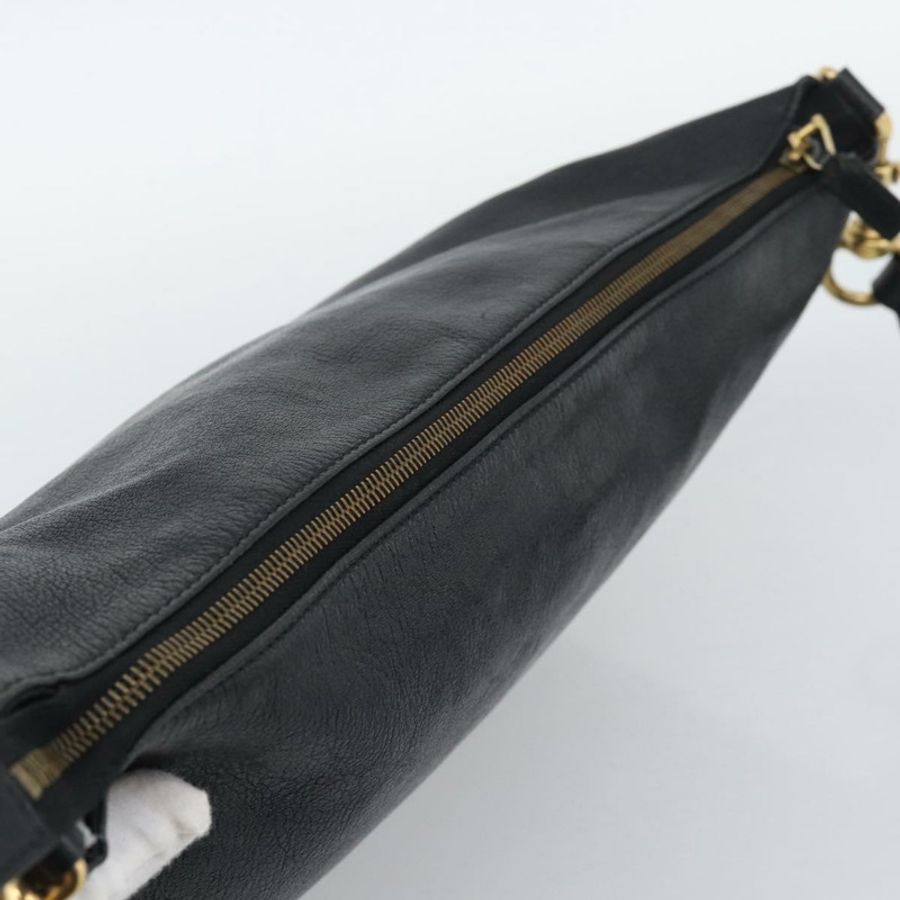 【日本直送】GUCCI 雙G互扣肩背包,黑色金色皮革,貨號121546,正品編號193135V-5