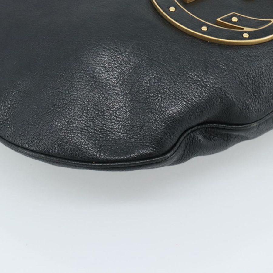 【日本直送】GUCCI 雙G互扣肩背包,黑色金色皮革,貨號121546,正品編號193135V-10