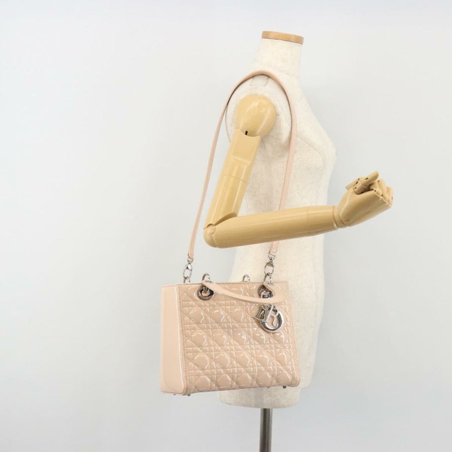 【日本直送】Christian Dior Lady Dior Canage 大漆皮兩用粉紅色手提包,正品編號 193127-24